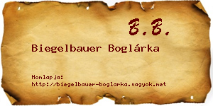 Biegelbauer Boglárka névjegykártya